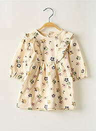 Robe mi-longue col rond manches longues beige PETIT BATEAU fille
