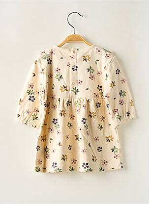Robe mi-longue col rond manches longues beige PETIT BATEAU fille