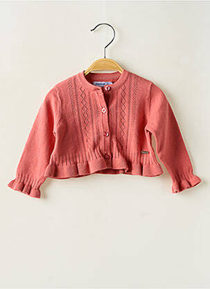 Gilet manches longues coupe droite rose MAYORAL fille