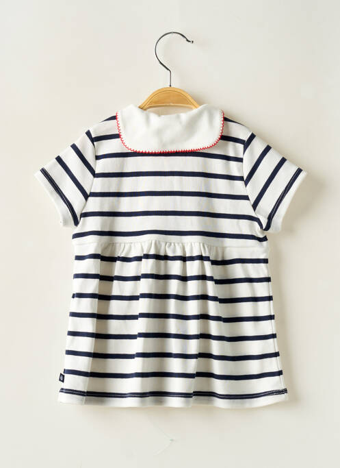 Robe mi-longue manches courtes manches courtes blanc PETIT BATEAU fille
