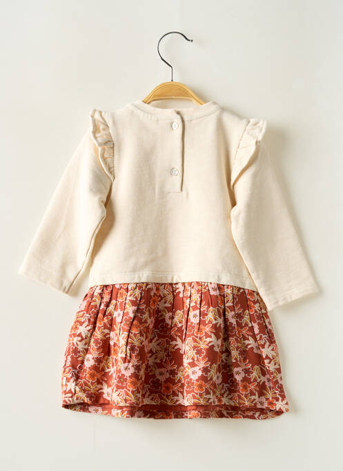 Robe mi-longue col rond manches longues beige NOUKIE'S fille