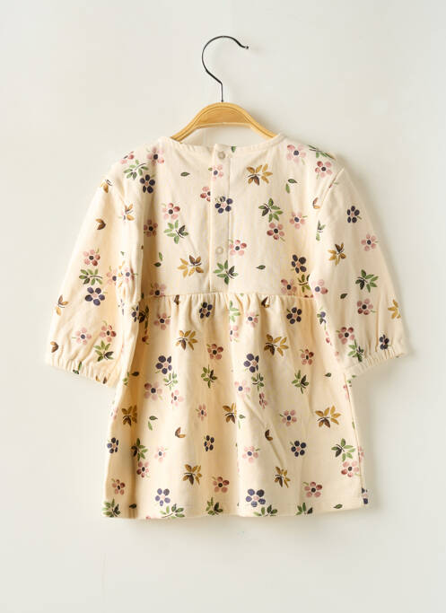 Robe mi-longue col rond manches longues beige PETIT BATEAU fille