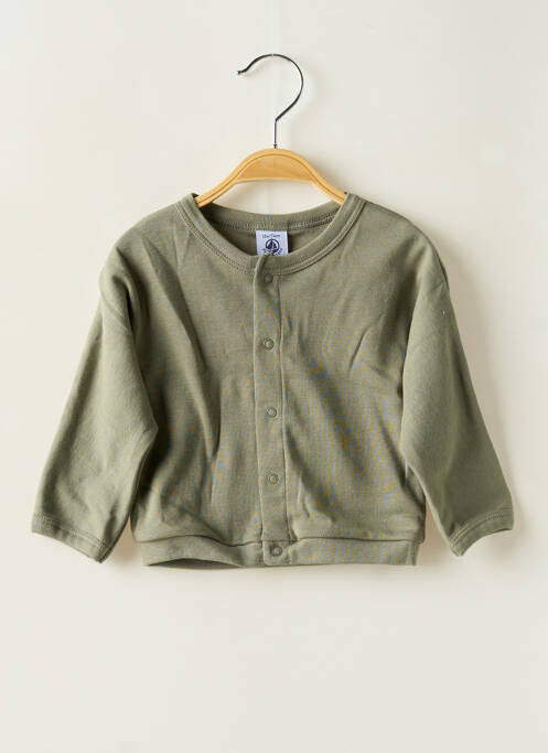 Gilet manches longues coupe droite vert PETIT BATEAU fille