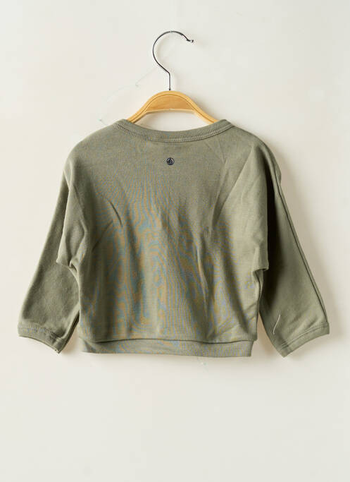 Gilet manches longues coupe droite vert PETIT BATEAU fille