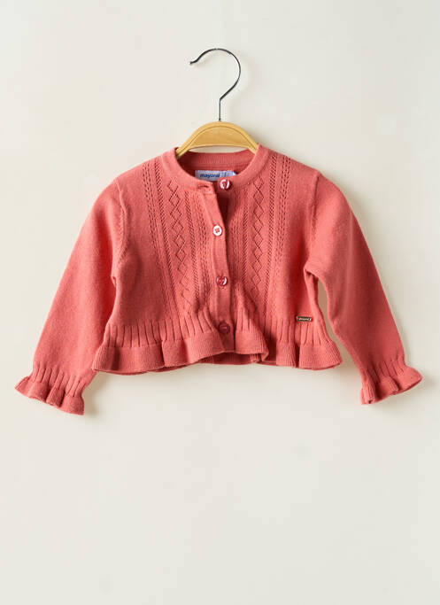 Gilet manches longues coupe droite rose MAYORAL fille