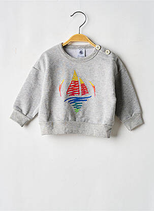 Sweat-shirt manches longues manches longues gris PETIT BATEAU garçon