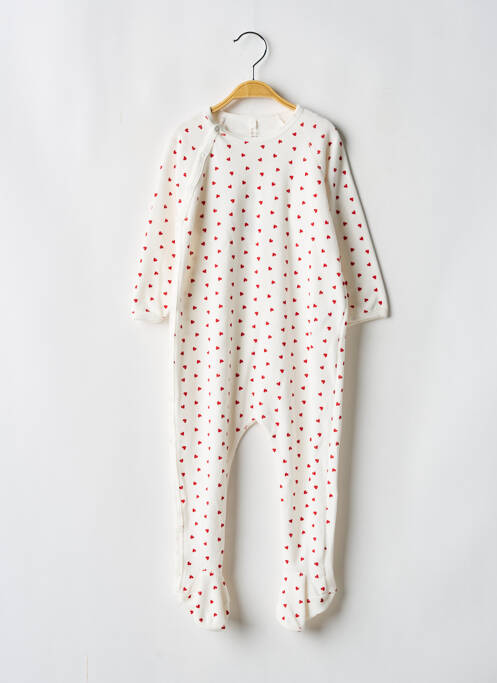 Pyjama fermeture pressionnée blanc PETIT BATEAU fille