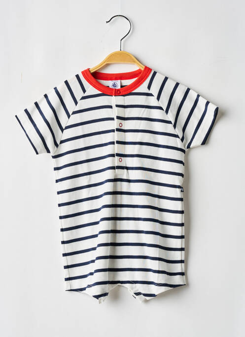 Combishort fermeture boutonnée sur le devant manches courtes blanc PETIT BATEAU enfant