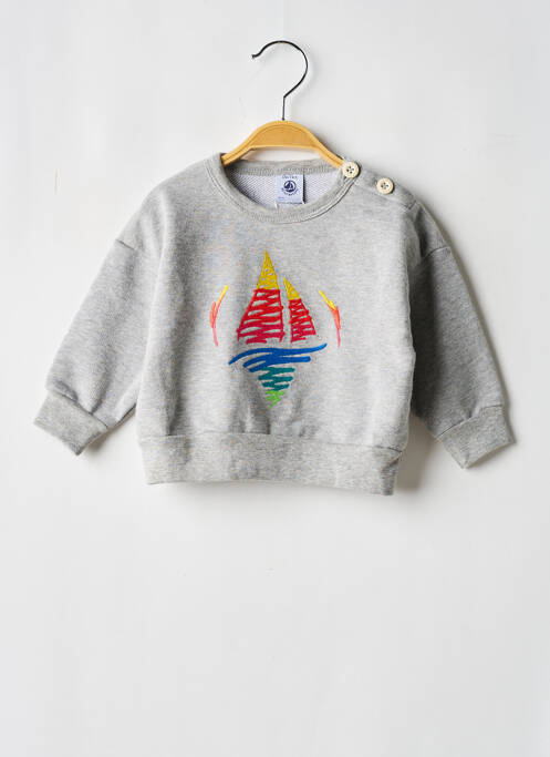 Sweat-shirt manches longues manches longues gris PETIT BATEAU garcon