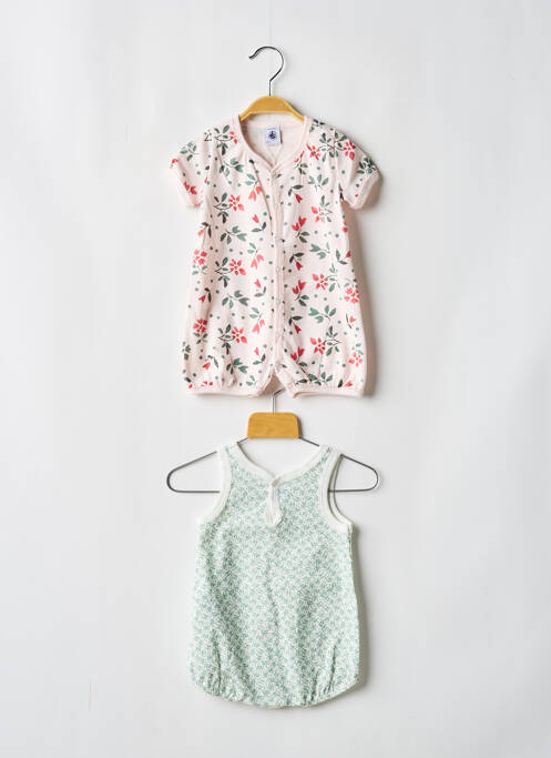 Combishort fermeture pressionnée manches courtes rose PETIT BATEAU fille
