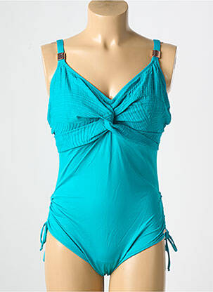 Maillot de bain 1 pièce effet matière satinée haut soutien-gorge emboitant bleu FANTASIE femme