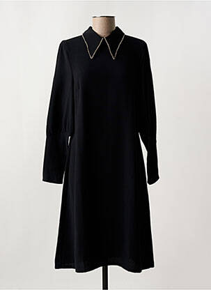 Robe mi-longue coupe fluide manches longues noir TOUPY femme