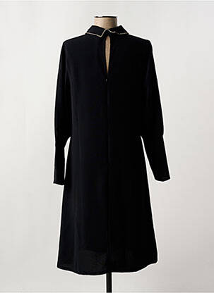 Robe mi-longue coupe fluide manches longues noir TOUPY femme