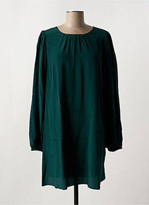 Robe mi-longue coupe fluide manches longues vert IDANO femme