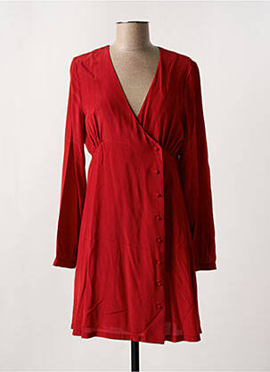 Robe courte coupe évasée manches longues rouge IDANO femme