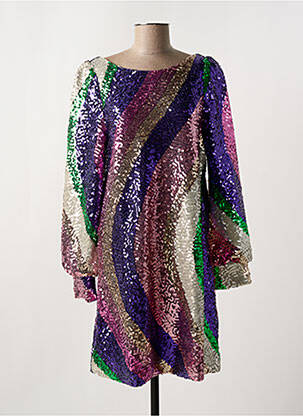 Robe mi-longue imprimé fantaisie manches longues violet FABIENNE CHAPOT femme