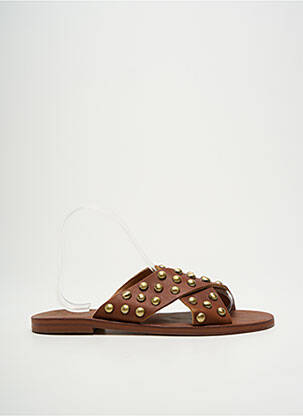 Mules/sabots tissage satiné talon plat jusqu'à 3cm marron VIRGINIE DARLING femme