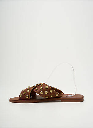 Mules/sabots tissage satiné talon plat jusqu'à 3cm marron VIRGINIE DARLING femme