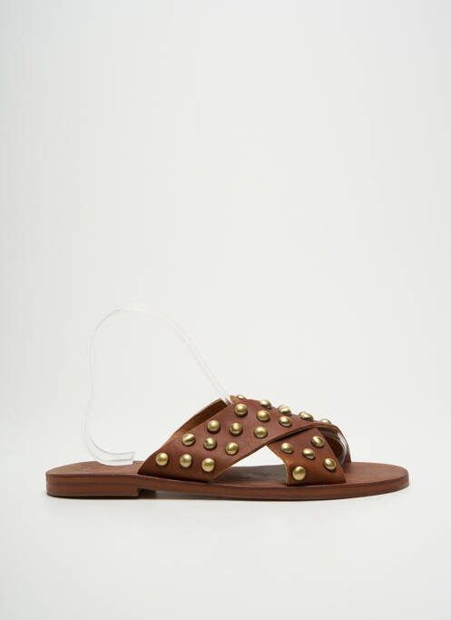 Mules/sabots tissage satiné talon plat jusqu'à 3cm marron VIRGINIE DARLING femme