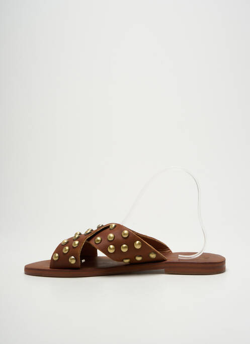 Mules/sabots tissage satiné talon plat jusqu'à 3cm marron VIRGINIE DARLING femme