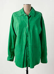 Veste en cuir poches vert OAKWOOD femme