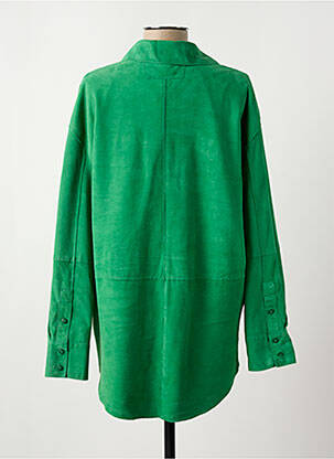 Veste en cuir poches vert OAKWOOD femme