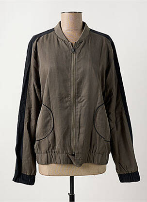 Blouson effet matière satinée vert YAYA femme
