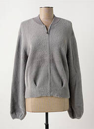 Gilet manches longues maille maille poilu gris YAYA femme