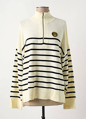 Pull stretch manches longues beige FIVE femme