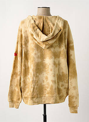 Sweat-shirt à capuche col v manches longues beige ME369 femme