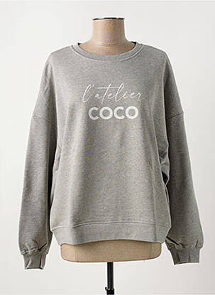Sweat-shirt maille semi-opaque manches longues gris MADEMOISELLE FANI femme