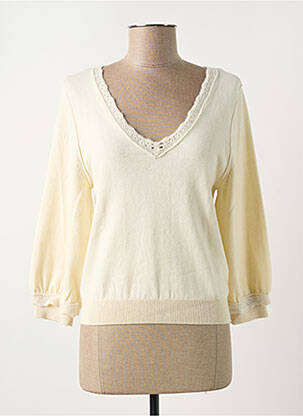 Pull col v manches 3/4 beige YAYA femme