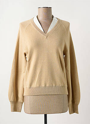 Pull col v manches longues beige YAYA femme