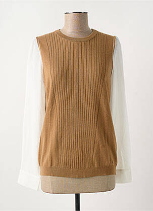 Pull coupe cintrée manches longues marron KOCCA femme