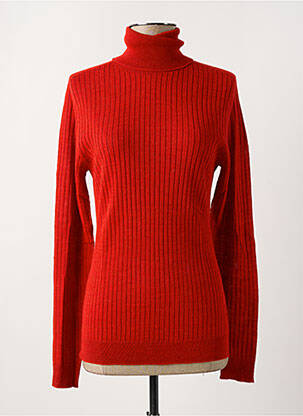 Pull col roulé tissage côtelé manches longues rouge LA PETITE FRANCAISE femme