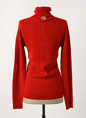Pull col roulé tissage côtelé manches longues rouge LA PETITE FRANCAISE femme