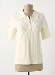 Pull coupe cintrée sans manche beige YAYA femme