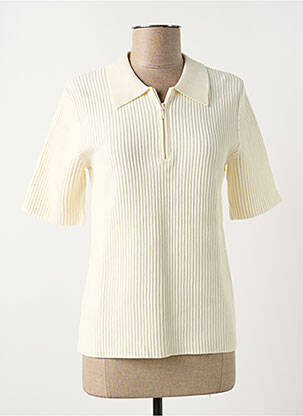 Pull coupe cintrée sans manche beige YAYA femme