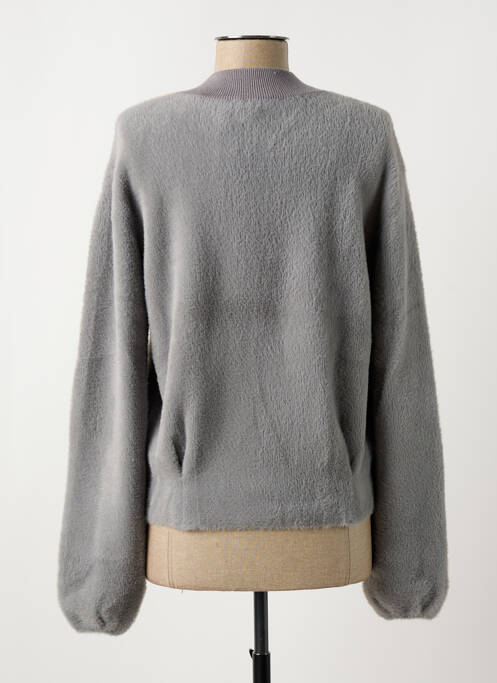 Gilet manches longues maille maille poilu gris YAYA femme