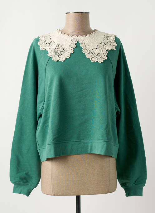 Sweat-shirt stretch manches longues vert IDANO femme