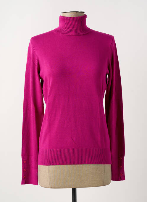Pull col roulé stretch manches longues rose ZILCH femme