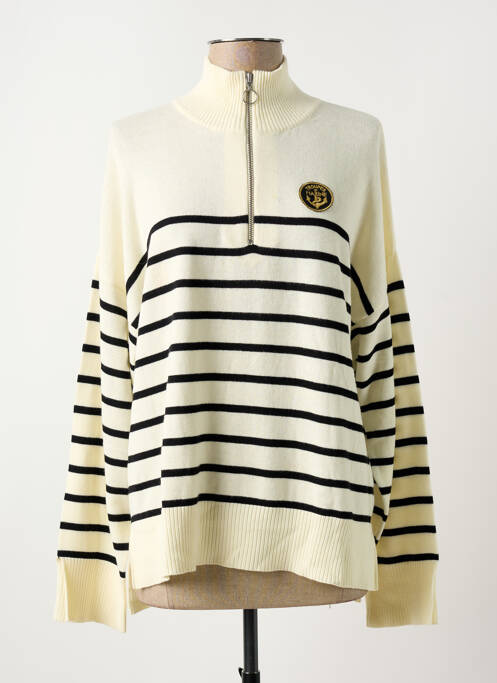 Pull stretch manches longues beige FIVE femme