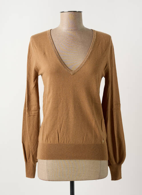 Pull col v manches longues marron KOCCA femme