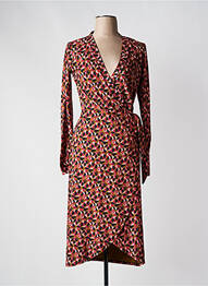 Robe mi-longue imprimé fantaisie manches longues rose ZILCH femme