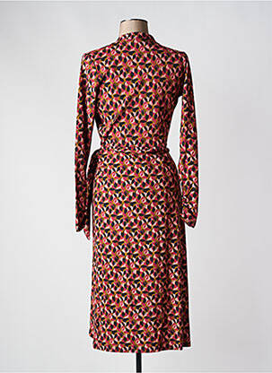 Robe mi-longue imprimé fantaisie manches longues rose ZILCH femme