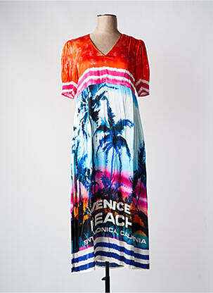 Robe longue manches courtes manches courtes bleu GRACE femme