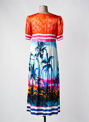 Robe longue manches courtes manches courtes bleu GRACE femme