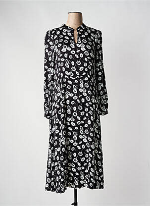 Robe longue manches longues manches longues noir ICHI femme