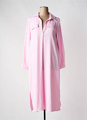 Robe mi-longue coupe fluide manches longues rose TOUPY femme