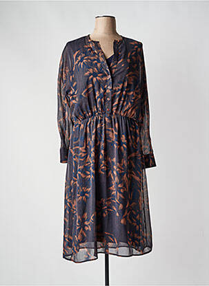 Robe mi-longue imprimé fantaisie sans manche bleu TOUPY femme